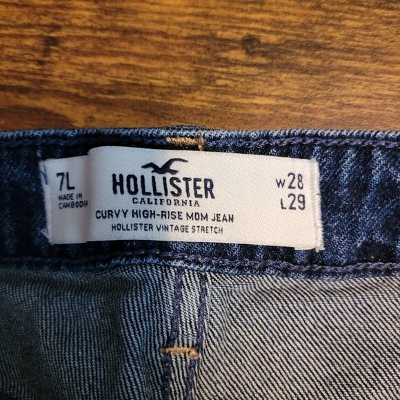 Hollister Jeans Size 28 Curvy High Rise Mom Ripped Medium Dark Wash Stretch - Picture 3 of 9